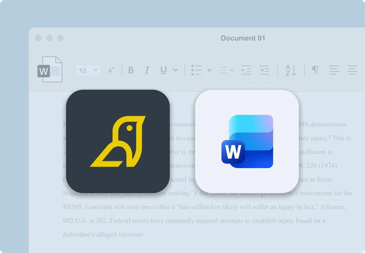 The Canary and Microsoft Word app icons side by side over a Word document